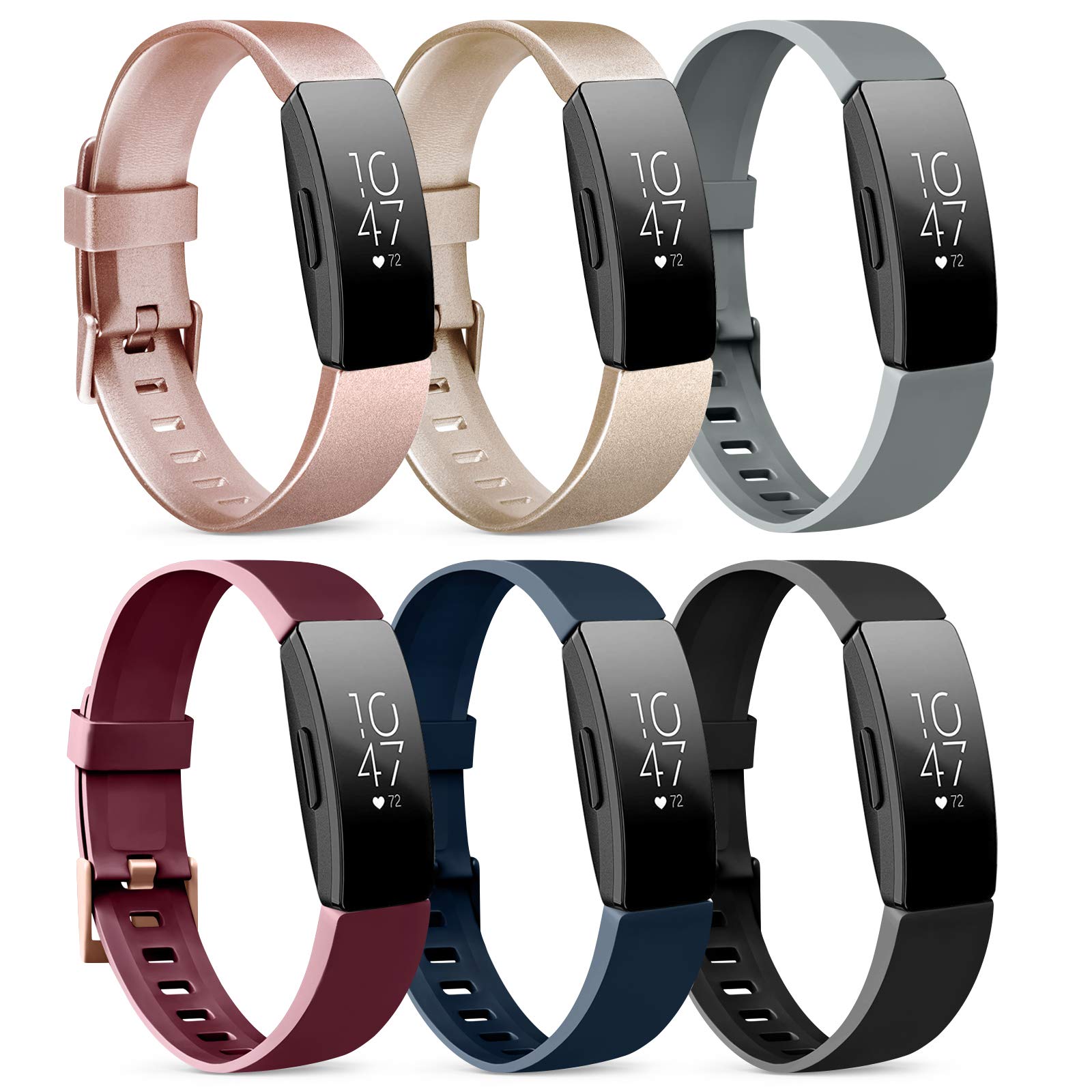 Oumida Pack 6 Compatible with Fitbit Inspire/Inspire HR/Inspire 2, Waterproof Soft Sport Strap Replacement (Pack A, S) — image 1