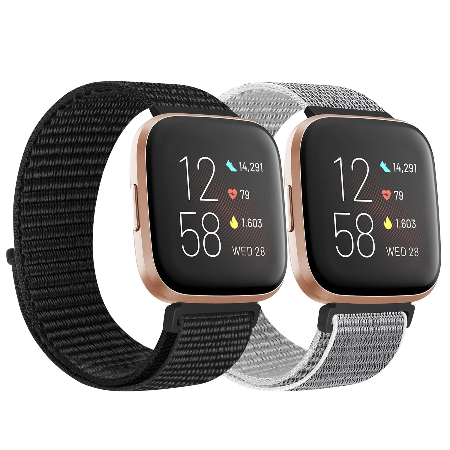 KIBDSNG Nylon Strap Compatible with Fitbit Versa 2 Strap/Versa Lite/SE/Versa Strap, Soft Adjustable Woven Sport Wristbands Replacement Band for Men Women