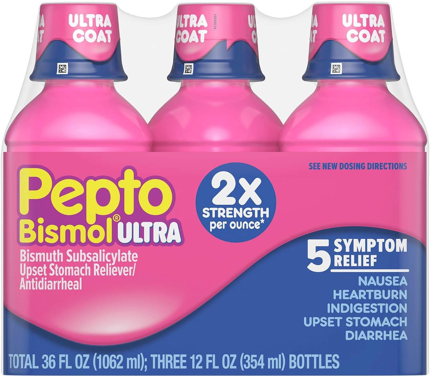 Pepto Bismol Liquid Ultra for Nausea, Heartburn, Indigestion, Upset Stomach, and Diarrhea Relief, 12 Floz, 3 Pack: Health & Personal Care