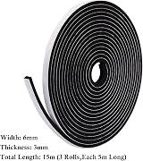 fowong Draft Excluder 3 Rolls 6mm x 3mm 15m Window Door Seal Tape Black view 2