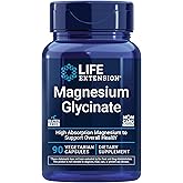 Life Extension Magnesium Glycinate, Heart Health, Bone Health, Nerve and Muscle Support, Highly absorbable, Gluten-Free, Non-GMO, Vegetarian, 90 Capsules