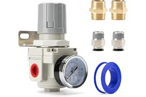 EBEIZZI 1/2" NPT Air Pressure Regulator | Air Regulator for Compressor|Air Compressor Regulator |Air Drying System |150 psi Steel-Protected Gauge