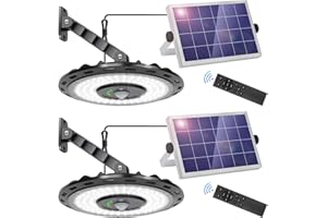 ropelux Solar Lights Outdoor Indoor, 3000LM Dimmable 5 Modes (2 All Day Modes) Motion Sensor Solar Shed Barn Light with Remote IP65 Waterproof for Gazebo Yard Patio Garden Security Lighting, 2 Pack