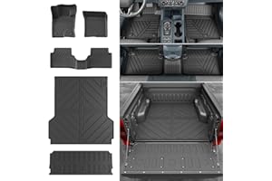 powoq Gas Floor Mat Compatible with 2022-2025 Ford Maverick Truck Bed Mat Liner Cargo Liner TPE Tailgate Mat Replacement for 2022-2024 2025 Ford Maverick Accessories(Bed Mat+Tailgate Mat+Floor Mat)