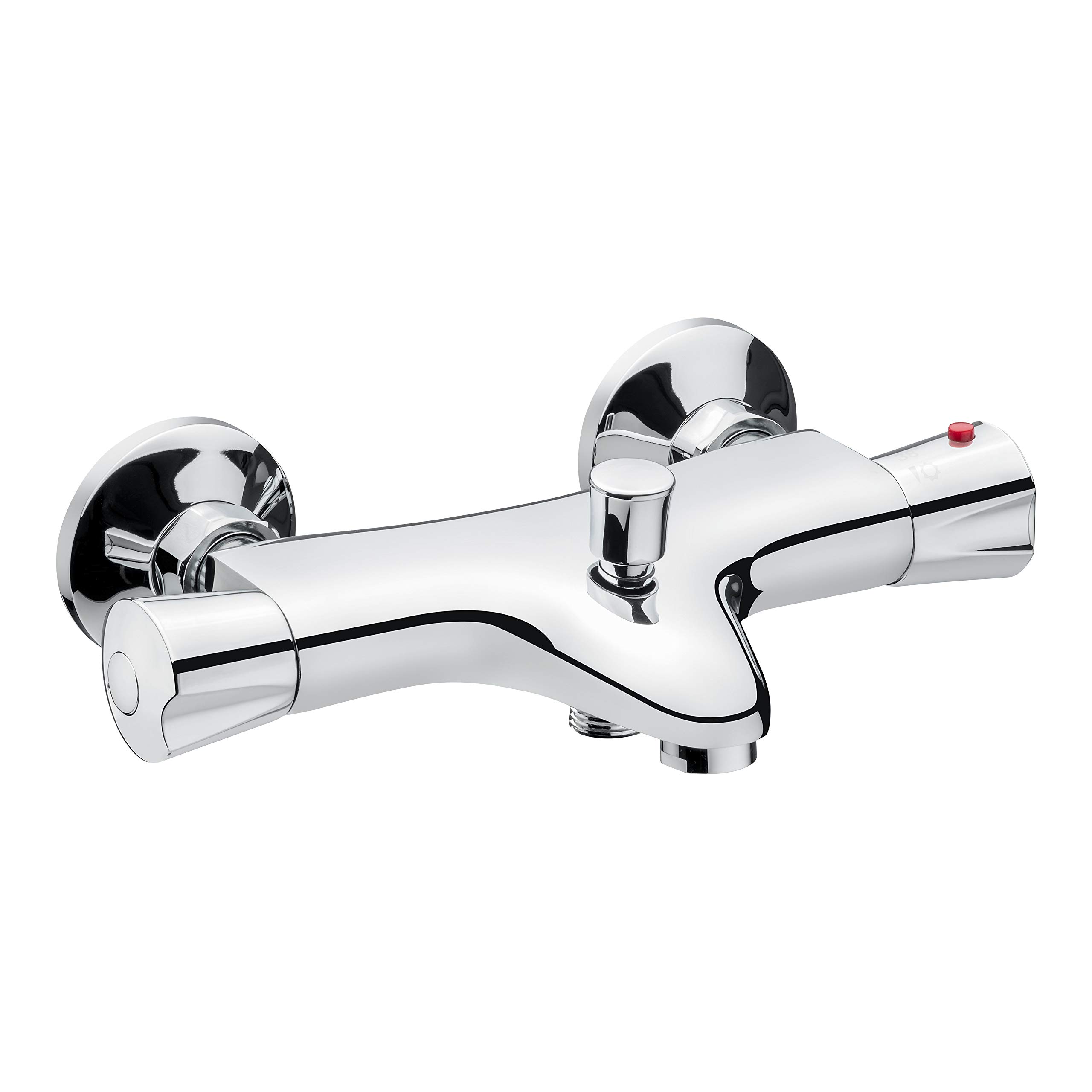 Cornat Calma Bath Thermostatic Mixer Tap High Quality Brass Body Chrome-Plated Temperature Control Handle & Hot Water Barrier/Single Lever Mixer Tap for Wall Mounting/Bath Mixer Tap/Bathtub Fitting,