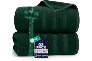 DAN RIVER 2 Pack Luxury Bath Sheets 35x70, 600 GSM, Soft & Quick Dry 100% Ring Spun Cotton Towels Ideal for Hotels, Spas, Gyms & Salons Extra Large, Hunter Green