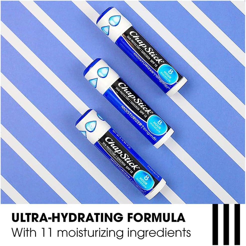 ChapStick Lip Moisturizer and Skin Protectant (Original Flavor, 1 Blister 3 Count) Lip Balm Tube, Sunscreen, SPF 15, 3 Count (Pack of 1): Health & Personal Care