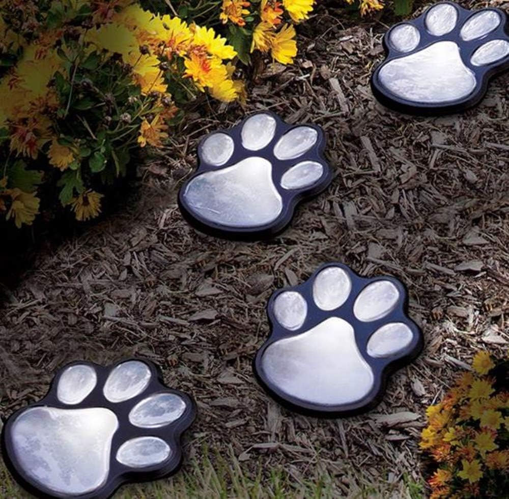 Hpybest Paw Print Solar Garden Lights -1 Set of 4 Animal Paws Design Outdoor Landscape Decorative LED Lights