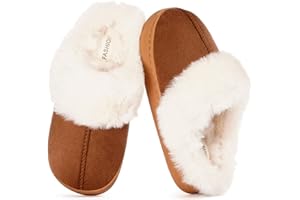 Dokela Kids Slippers Girls Boys Fuzzy House Slippers Winter Warm Soft Plush Lined Memory Foam House Shoes Slip On for Home Bedroom Indoor Outdoor