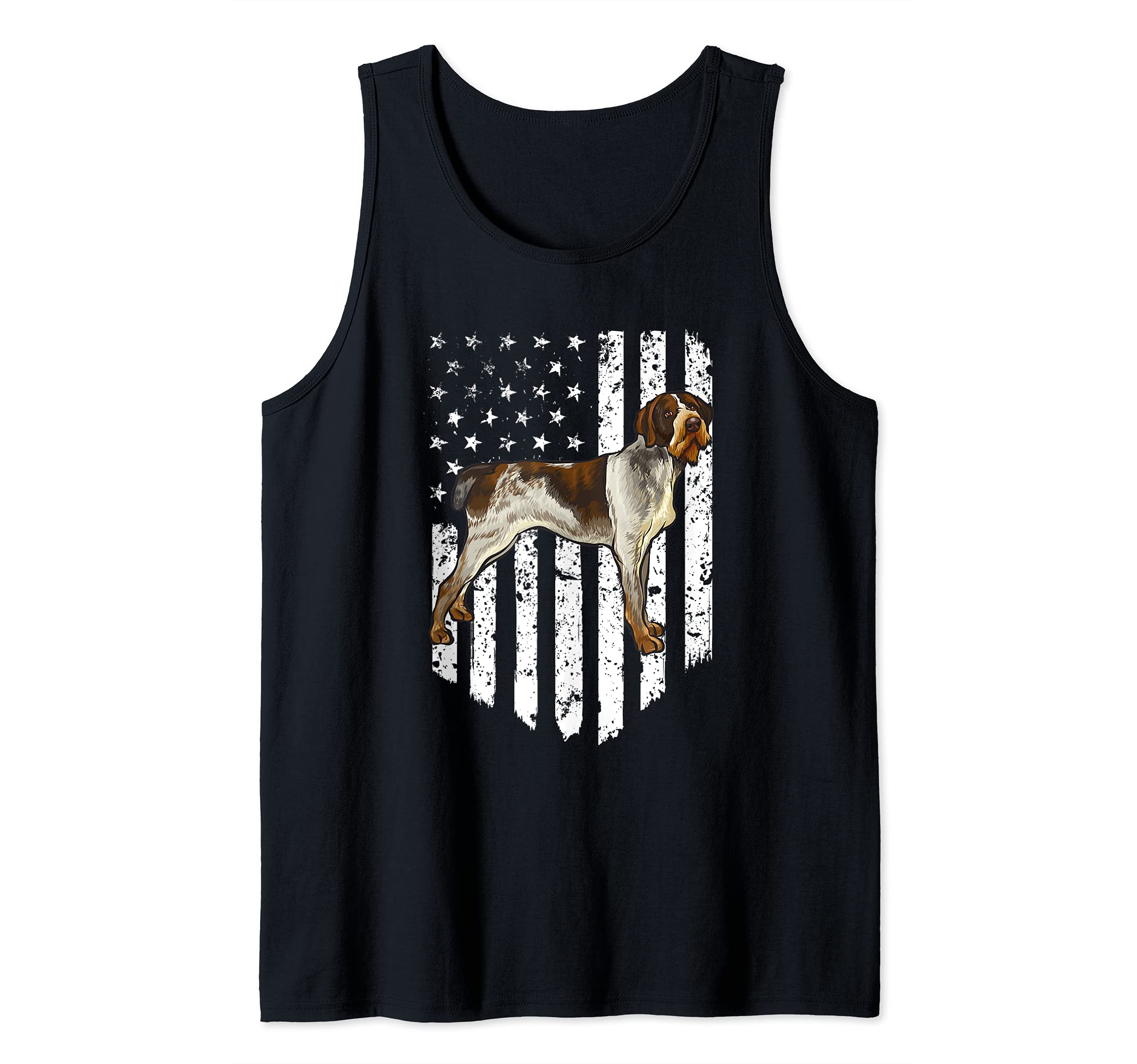 BW American Flag German Wirehaired Pointer 4th Of July USA Tank Top