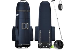 APTY Padded Golf Club Travel Bag with Wheels, Golf Luggage Case Cover for Airline - with Luggage Lock, Waterproof Coating Layer, 1680D Wear-Resistant Oxford