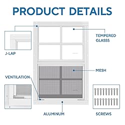 2 Pack 14" x 21" White Shed Window with Tempered