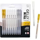 Sakura Gelly Roll Retractable Gel Pens, White, Gold &amp; Silver, 10 Pack | Colored Gel Ink Pens for Journaling, Art, and Drawing, Smooth Ink Flow, Retractable Design - 0.8mm Tip