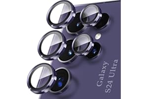 YWXTW Camera Lens Protector for Samsung Galaxy S24 Ultra Accessories, [3x Impact Resistance] Individual Metal Ring Tempered Glass Camera Screen Protector, Case Friendly, 1 Set (Titanium Violet)