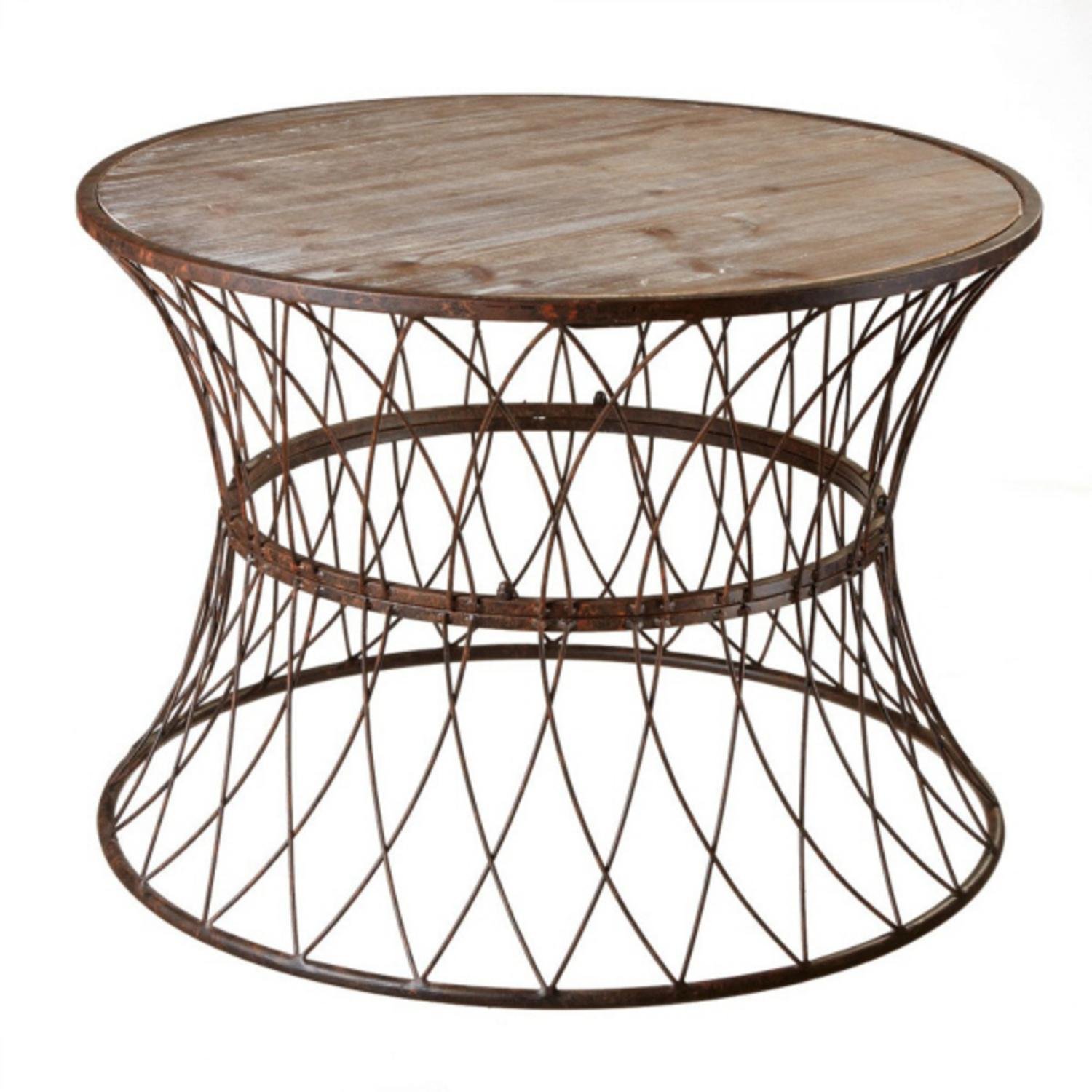 25.5" Antique Retro Style Rusted Metal Round Coffee Table with Wire Frame Amazon.co.uk Kitchen