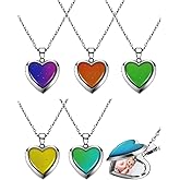 Hicarer Heart Mood Locket Necklace for Girls Kids Locket Color Changing Necklace Stainless Steel Temperature Sensing Mood Heart Shape Photo Pendant Birthday Valentines Gift