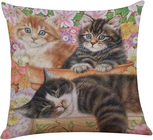 Amazon 笑え熊 抱き枕 枕カバー 超可愛い猫クッションカバー 43cm 43cm コットンリネン 綿麻製 ピローケース ９種類選べる I 枕カバー ピローケース オンライン通販
