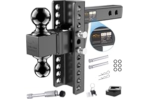 Govlvet Adjustable Trailer Hitch -Drop Hitch (Fits 2-Inch Receiver) - Heavy Duty Tow Hitch with 8-Inch Drop/Rise, 2" & 2-5/16