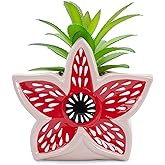 Stranger Things Demogorgon 3-Inch Ceramic Mini Planter with Artificial Succulent | Small Flower Pot, Faux Indoor Plants For Desk Shelf, Home Decor Trinket Tray | Horror Movie Gifts and Collectibles