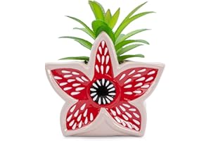 SILVER BUFFALO Stranger Things Demogorgon 3-Inch Ceramic Mini Planter with Artificial Succulent | Small Flower Pot, Faux Indoor Plants For Desk Shelf, Home Decor Trinket Tray | Horror Movie Gifts and Collectibles