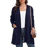 BELAROI Womens Plus Size Cardigan Long Sleeves Fall Sweaters with Pockets Lightweight Jacket Open Front (1X-5X)