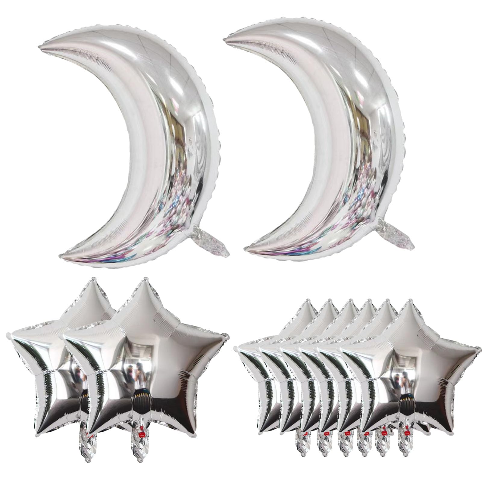 Photo 1 of 10PCS Silver Star Foil Balloons Moon Foil Mylar Balloons for Baby Shower Christmas Anniversary Engagement Wedding Birthday Party Decoration