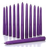 CANDWAX 8 inch Purple Taper Candles Set of 12 - Unscented Smokeless Dripless Long Burning Tapered Candle Sticks - Perfect as Christmas Candlesticks for Home Decor - Purple Tapered Candles