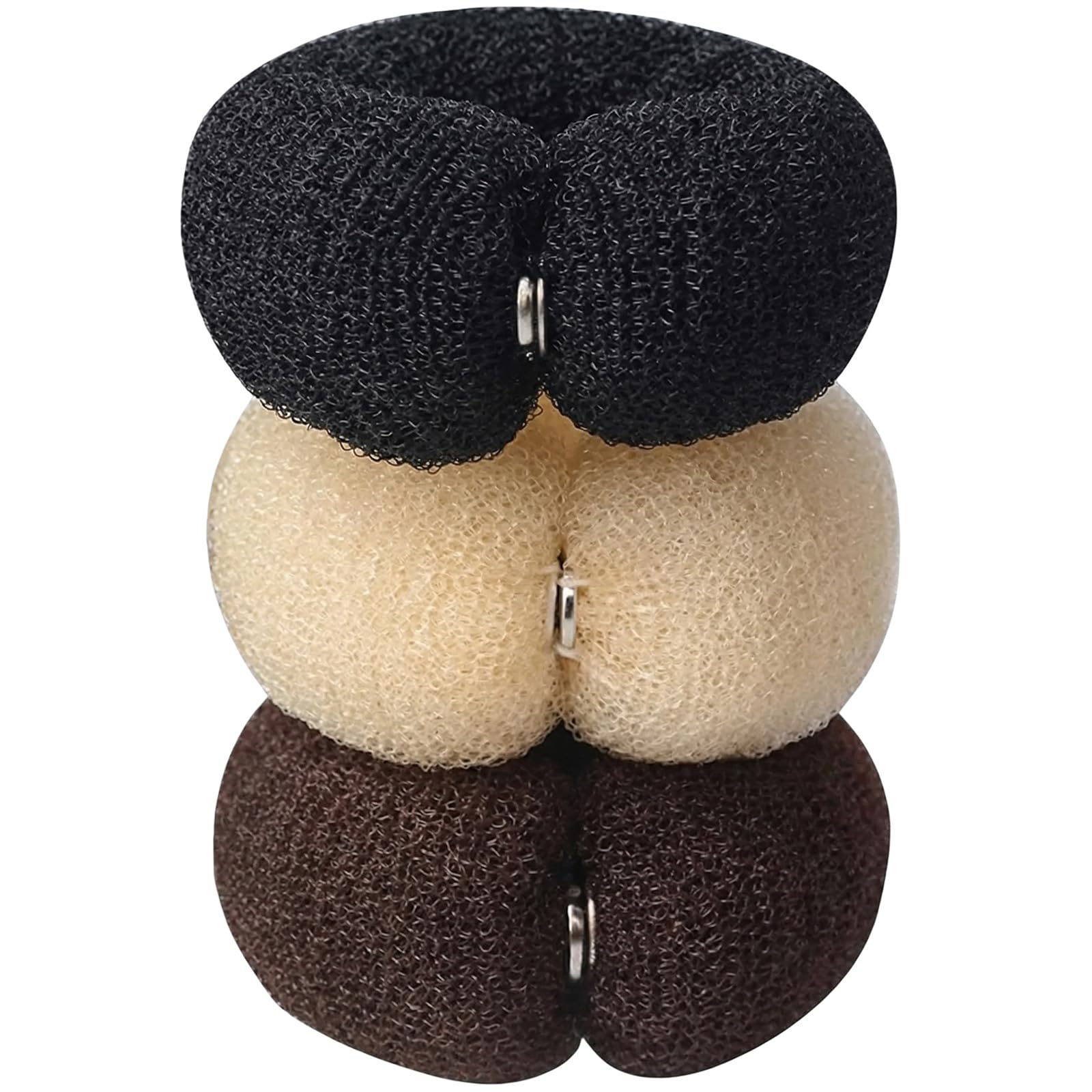 3PCS 20cm Donut Hair Bun Maker - Ring Style DIY Hair Foam Ring Shaper - Snap Roll Bun Tool for Women (3 Colors)