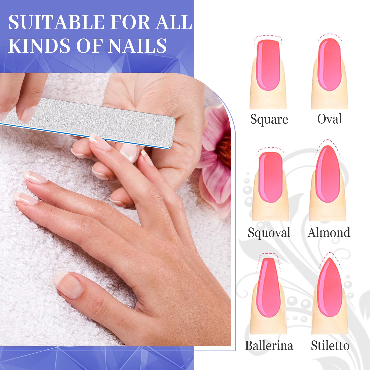 25 Pcs Nail File 80/80 Grit Nail Files for Acrylic Nails & Gel Nails, Double Sided Emery Board for Nails, Professional Nail File Coarse Nail File for Home and Salon Use