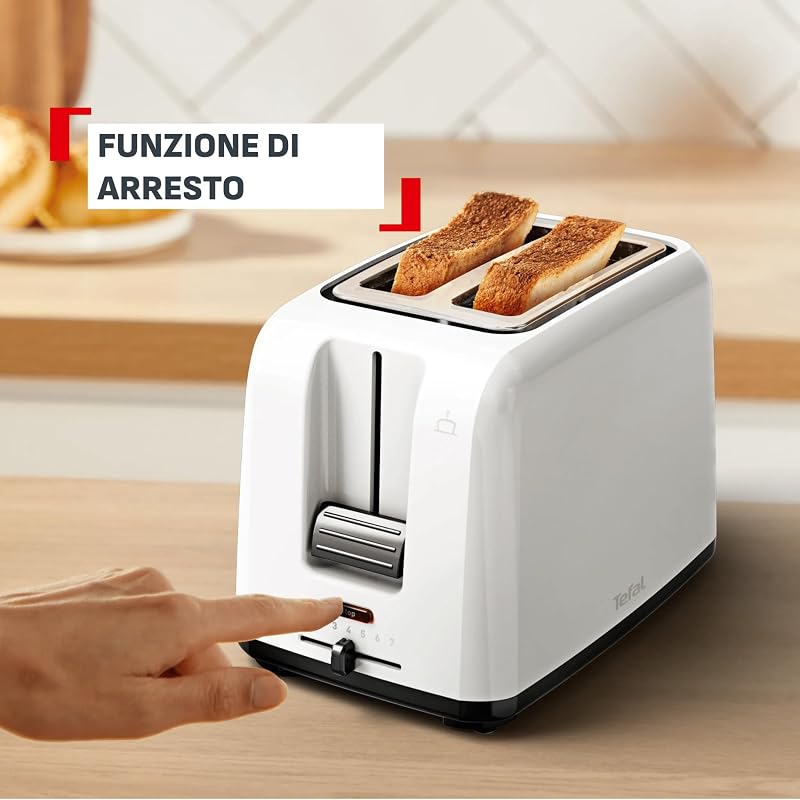 Vita, Tostapane 2 Fette Con Scaldapanini, Leva Extra Alta, 7 Livelli Di Doratura, Fessure Extra Larghe, Bianco, TT1A21E0