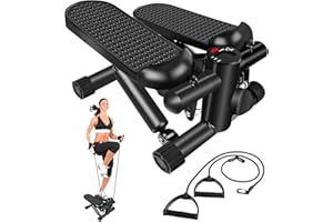 YATYTEPO Hydraulic Fitness Stepper with LCD Monitor - Mini Stepper and Resistance Bands