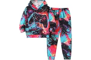 Cakaner Boys Sweatsuit Graphic Printed Hoodie Sweatshirt and Jogger Pant Sets Sizes 5-12