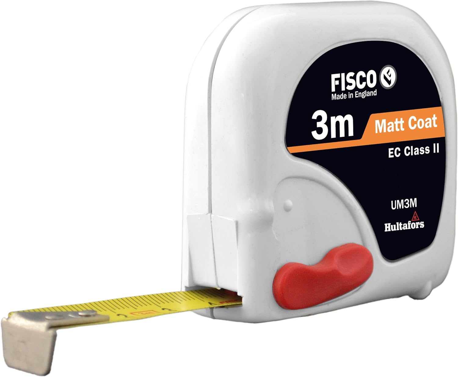 Fisco UM3M - Flexómetro clase II de bolsillo con Freno lateral UNI-Matic II (3x16), Black, 3 m