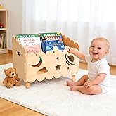 Kids Kookshelf, Montessori Toddler Bookshelf for Kids with 2 Adjustable Dividers, Nursery Book Shelves, Suitable for Baby Nursery book shelf, Playroom, Classroom or Bedroom Bookcase Storage Organizer