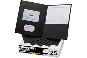FILE-EZ Two-Pocket Folders, Black, 25-Pack, Textured Paper, Letter Size (EZ-32505)