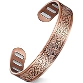 Feraco Copper Bracelet for Men, 5X Ultra Strength Magnetic Cuff Bangle with 5000 Gauss Neodymium Magnets, 99.99% Pure Copper Jewelry Gift, Adjustable
