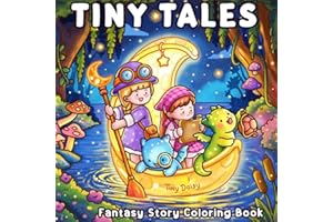 Tiny Tales Coloring Book: With Fantasy Stories about Cute Dragons and Little Girls in Dreamy World for Teens and Adults - Moo