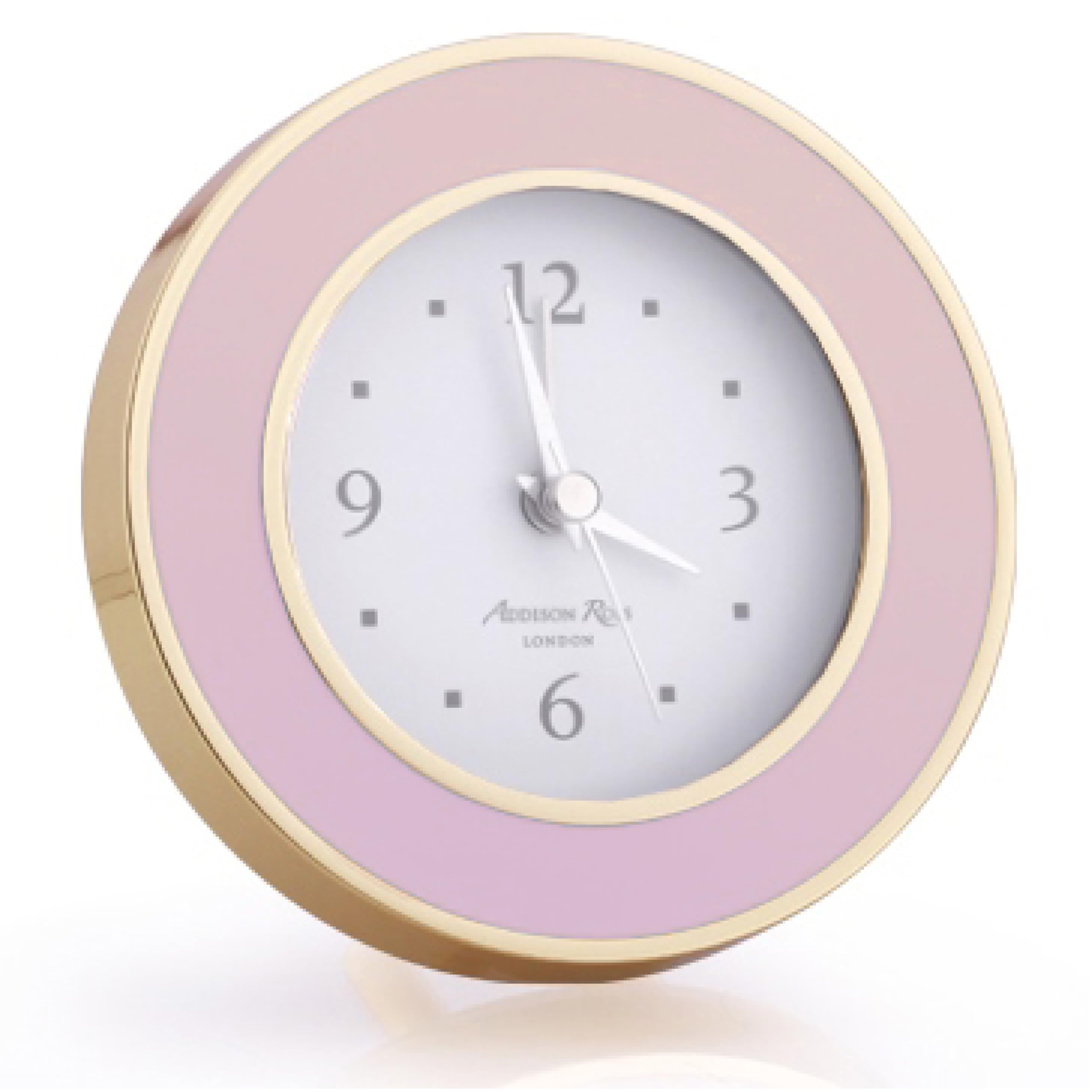 Addison Ross Battery Alarm Clock – Silent Sweep – Compact & Stylish – Alarm Clock Bedside – Velvet-Backed Design/Home & Office Decor – Pastel Pink & Gold