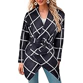 Winter Trench Coat Jacket for Women - Turn Down Shawl Collar Plaid Womens PeaCoat, 2025 Wool Blend Pea Coats Jackets