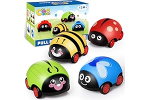 LACCHOUFEE Car Toys for 1 2 3 Year Old Boy, Educational Toddler Toys Age 1-2 - Push and Go Animals Insects Toys for 1 Year Old Boy Gifts - 1st Birthday Gifts for Crawling Baby Toys 12-18 Months
