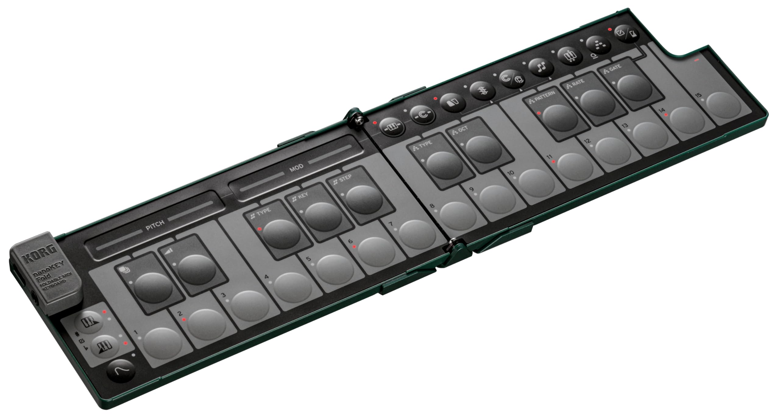 Korg nanoKEY Fold - Foldable 25 Key MIDI Keyboard Controller with USB-C and TRS-MIDI - Alpine Green