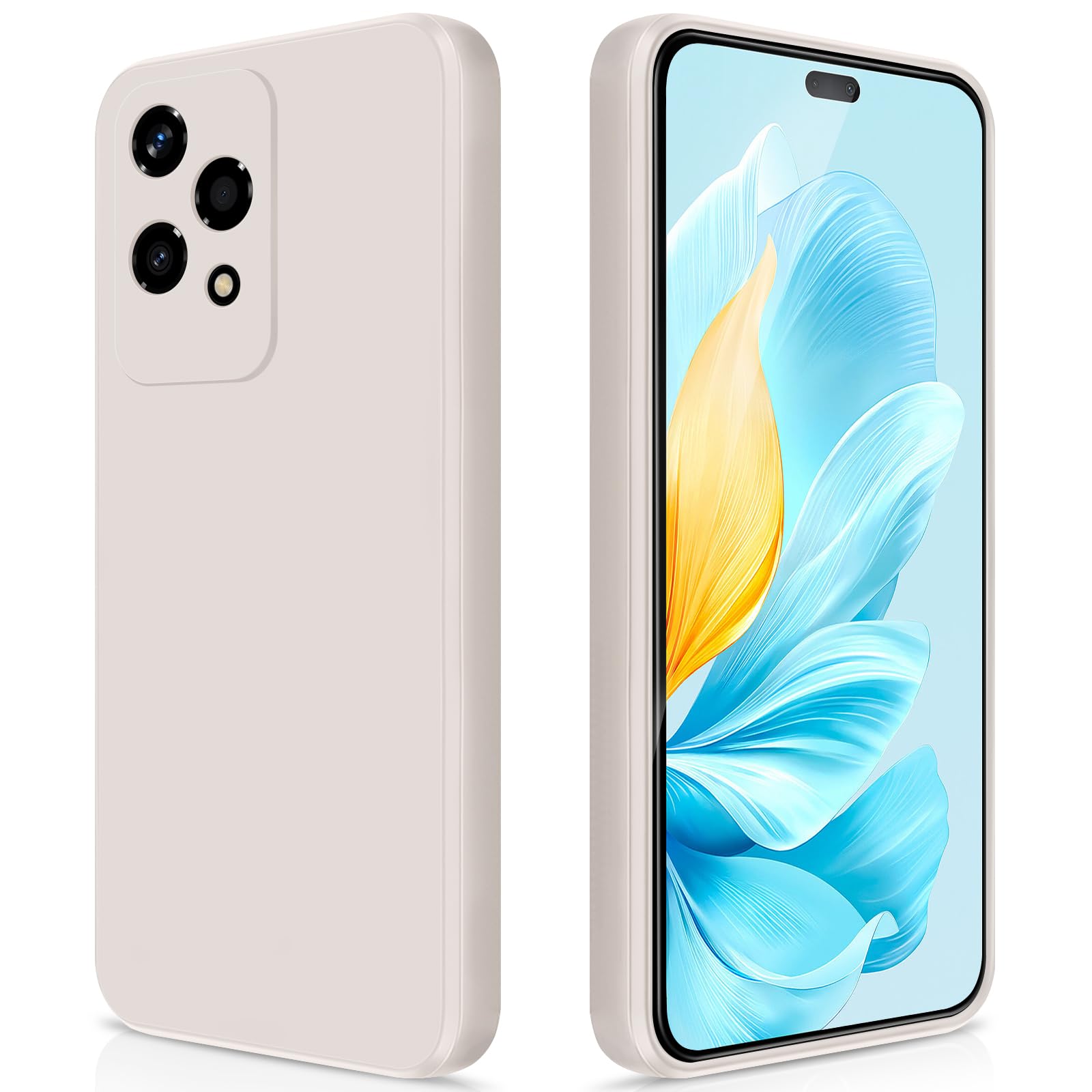 GiiYoon Case Compatible with Honor 200 Lite, Silky-Soft Touch Full-Body Protective Phone Silicone Case, Shockproof Cover with Microfiber Lining, off white