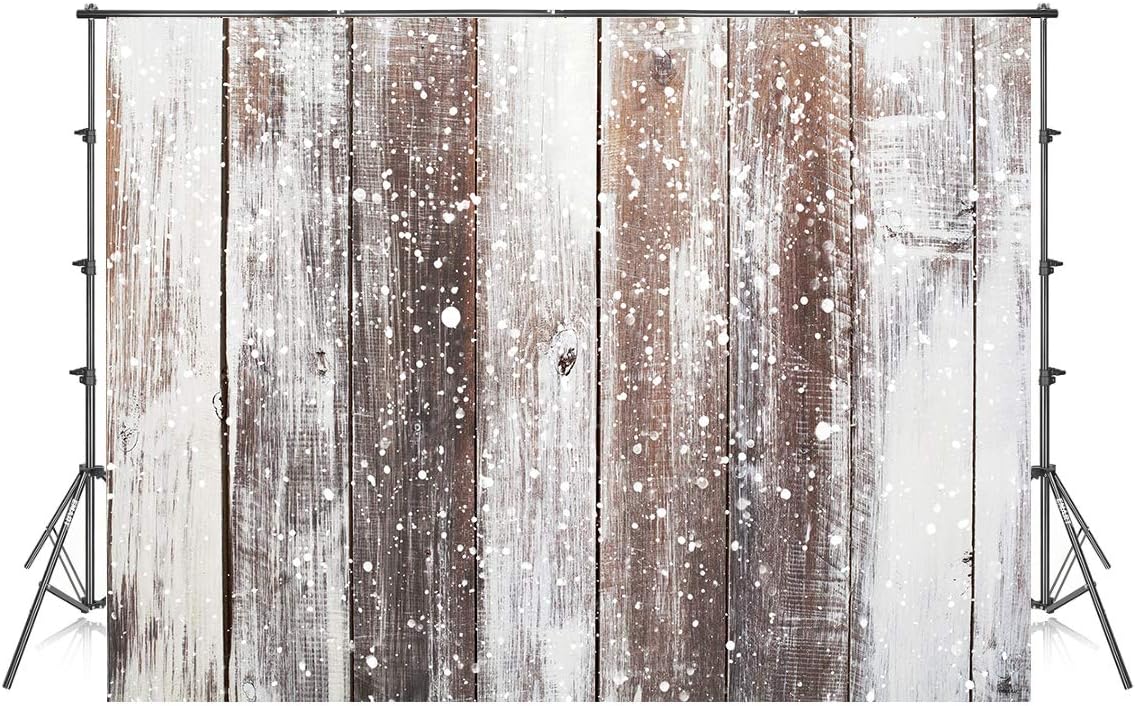 10x10 ft White Snowing Board Wood Photography Backdrop Photo Background