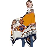 DANA XU 100% Merino Wool Extra Large Pashmina Blanket Travel Scarf Cashmere Wrap for Women Fall Winter Oversize Shawl Floral