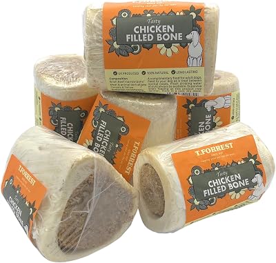 T. Forrest 6 x 3" Meat Filled Bones Dog Treats UK Produced Chicken