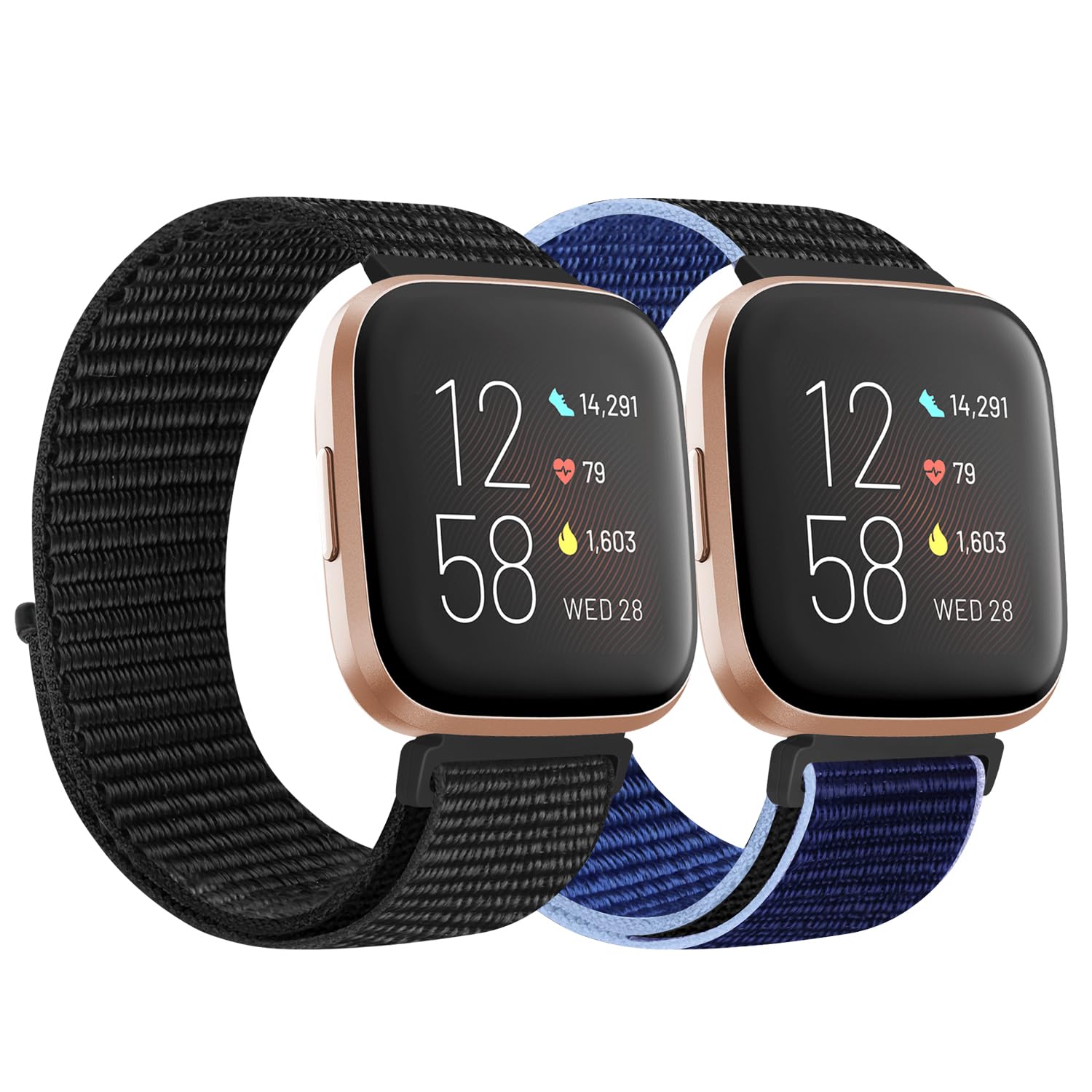 KIBDSNG Nylon Strap Compatible with Fitbit Versa 2 Strap/Versa Lite/SE/Versa Strap, Soft Adjustable Woven Sport Wristbands Replacement Band for Men Women