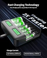 EBL LCD Universal Battery Charger 8 Bay AA AAA C D Ni-MH USB Type C 2A view 4