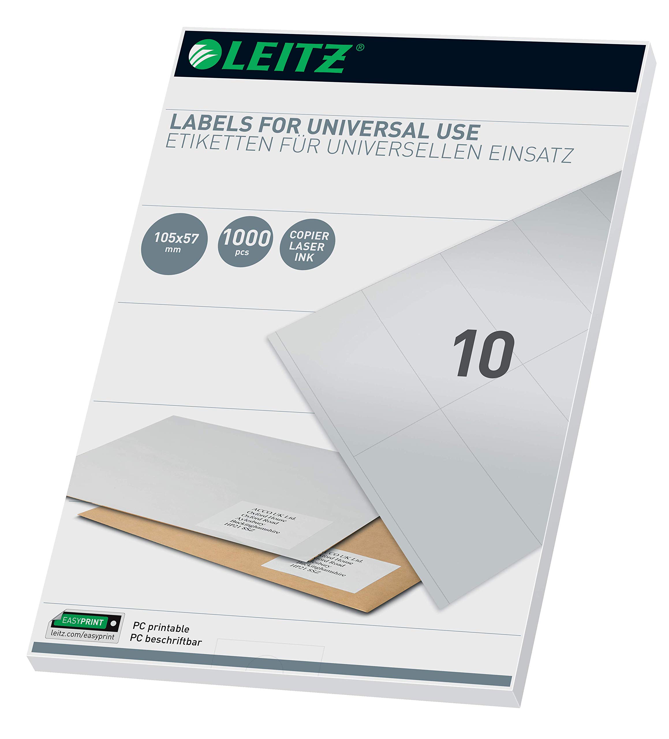 Leitz 61750001 Universal Labels for PC Write-On 105 x 57 mm White