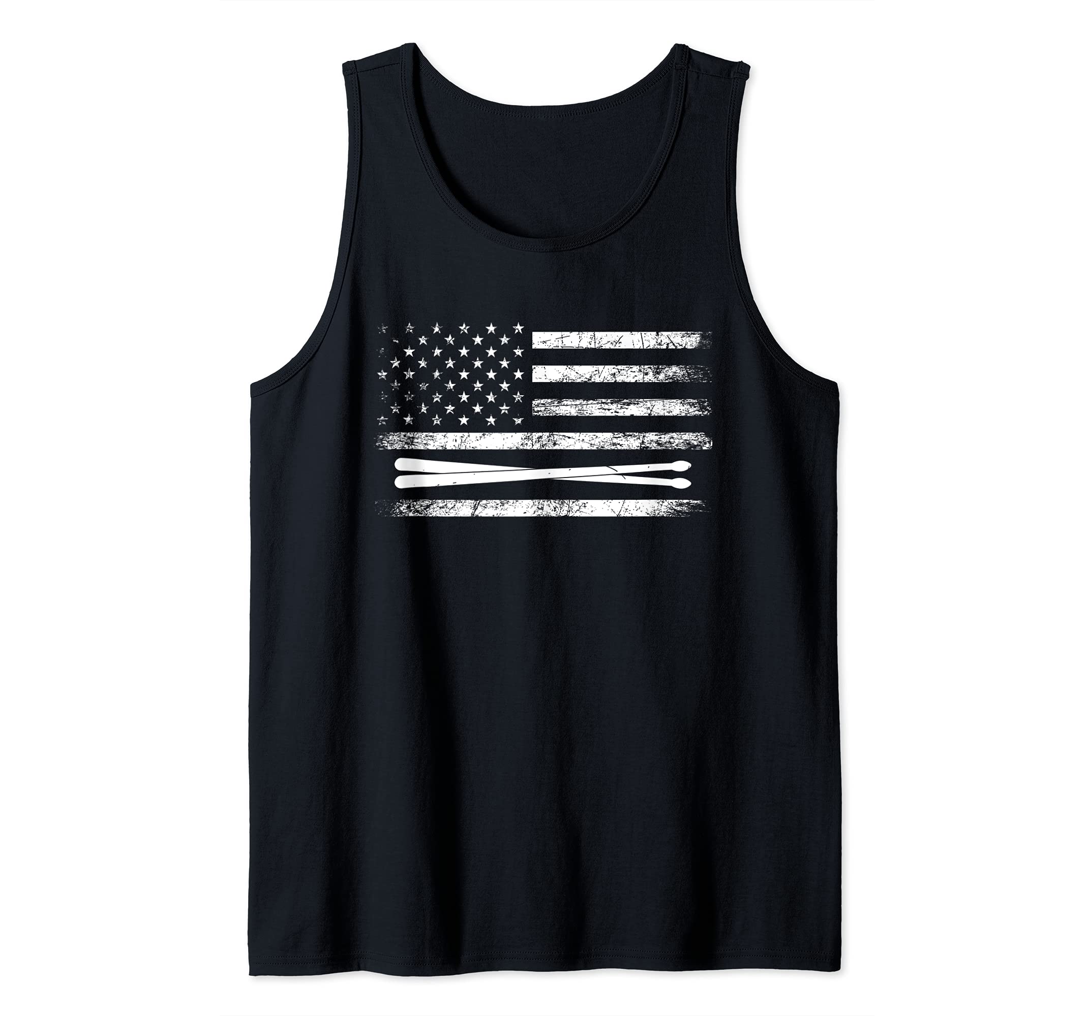 Patriotic Drummer Drumsticks Musician US Flag Drums Tank Top