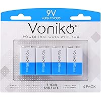 Voniko 9V Batteries - Alkaline 9V Battery 4 Pack - Ultra Long Lasting with a 7 - Year Shelf Life